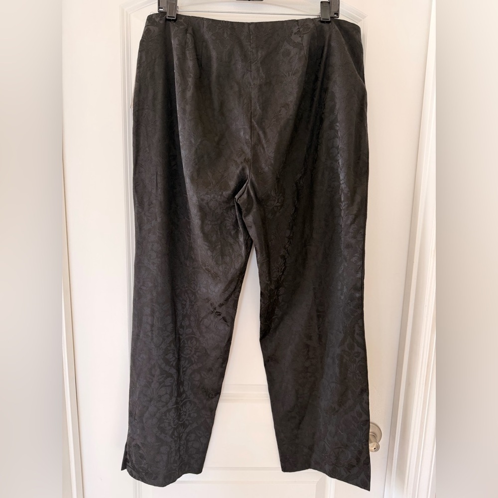 Black Jacquard Dress‎ Pants Damask Pattern Elegant Evening Trousers - Picture 4 of 12